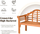 RELAX4LIFE Wooden Outdoor Bench Folding, 4 Ft Foldable Patio Loveseat Chair w/Crown-Like Backrest & Armrest - Photo 4