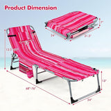 Tangkula Tanning Chair, Outdoor Folding Beach Lounge Chair with Face Hole, Adjustable Footrest, Removable Pillow - Photo 2