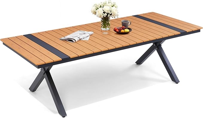 Pellebant 94" Outdoor Dining Table for 8-10, 8ft Aluminum Patio Table with Umbrella Hole - Photo 8