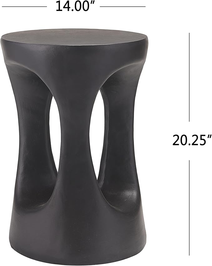 Christopher Knight Home Selina 20.25" H Lightweight Concrete Outdoor Side Table, Hollow Round-Shaped Patio End Table, MGO Outdoor Coffee Table, No Assembly Garden Plant Stand Indoor, Black
