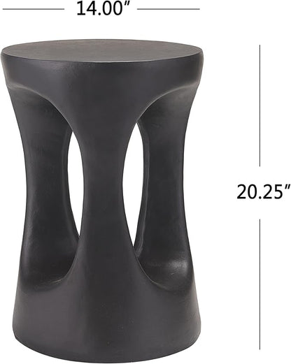 Christopher Knight Home Selina 20.25" H Lightweight Concrete Outdoor Side Table, Hollow Round-Shaped Patio End Table, MGO Outdoor Coffee Table, No Assembly Garden Plant Stand Indoor, Black