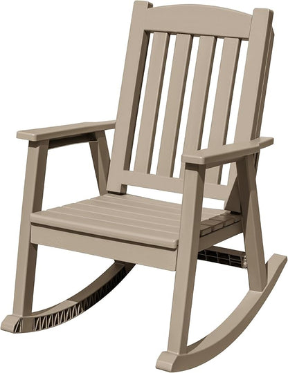 Flamaker Outdoor Rocking Chairs, PP Material Patio Rocking Chairs All Weather Resistant, Heavy Duty Rockers with High Back for Patio Backyard Porch (Light Brown)