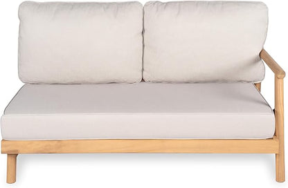 Christopher Knight Home Jorine Outdoor Acacia Wood Sofa, 78" L Shaped Sofa Set, Chaise Lounge and Loveseat Set, 3 Seater Couch, Patio Lounge, Upholstered Couch for Patio Backyard Garden, Teak+Beige