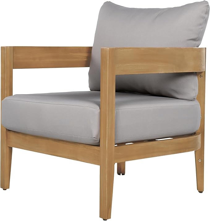 Christopher Knight Home Nadine Acacia Wood Club Chairs Set of 2, Outdoor Accent Chair, Tub Shape Design Armchair - Photo 6