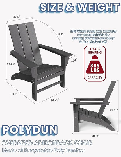 Modern Adirondack Chairs Set of 6, HDPE Plastic Patio Chairs for All Weather, Fire Pit Chair, Outdoor Lawn Chairs for Deck, Porch, Backyard, Garden, Slate Gray