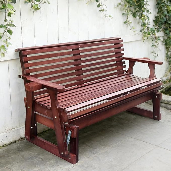 5FT Outdoor Glider with Cupholders, High Roll Back, 3-Seater Glider Chair - Photo 1