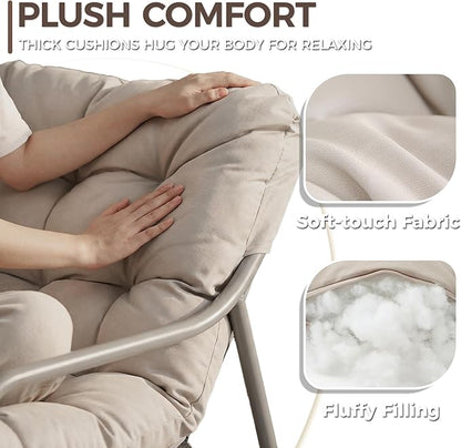 BULEXYARD 4" Thick Cushion Patio Lounge Chair, Heavy Duty Reading Chair with Ottoman, Breathable Mesh Outdoor Chair and Ottoman Set for Balcony Yard Garden Porch Poolside, Beige
