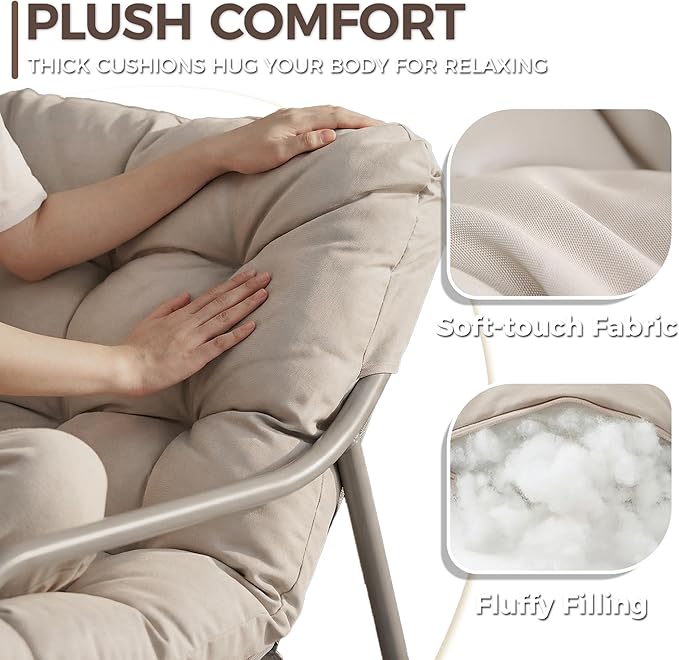 BULEXYARD Patio Lounge Chair with Ottoman, Set of 2, 4" Thick Cushion Reading Lounge Chairs, Heavy-Duty Outdoor Conversation Seating for Balcony, Yard, Garden, Porch, Poolside, Beige