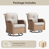 Belord Outdoor Swivel Chairs Set of 2, Patio Wicker Rocker Chairs, All Weather Patio Conversation Furniture Set - Photo 8