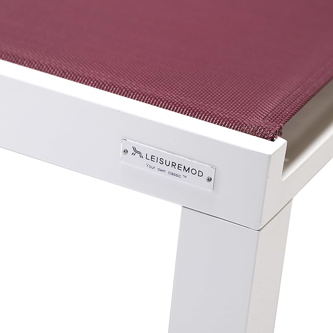 LeisureMod Marlin Aluminum Outdoor Chaise Lounge Chair (Set of 2) - Mesh Sling Fabric Seat White Aluminum Frame Beach - Photo 7