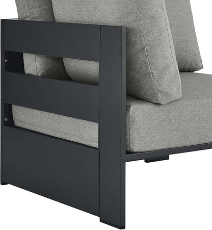 Modway Tahoe Aluminum Outdoor Sectional Corner Chair Gray with Weather-Resistant Cushions, Deep Seat Modular for Patio Furniture Lounge Set