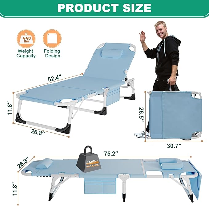 DoCred Folding Lounge Chair with Mattress - Photo 2