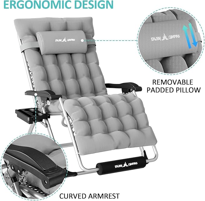 Amopatio Foldable Zero Gravity Chair, Oversized Outdoor Reclining Chair - Photo 4