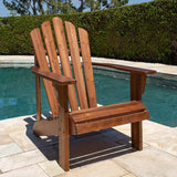 Shine Company Westport Wooden Adirondack Chair, Outdoor Patio Firepit Chairs, Back & Seat Pre-Assembled, Oak - Photo 2