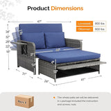 VINGLI Patio Daybed, Wicker Outdoor Daybed with Storage Ottoman & 5-Level Adjustable Backrest - Photo 3