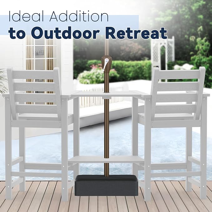 PLUUV Tall Adirondack Chairs Set of 2, All Weather HDPE Poly Bar Height Balcony Adirondack Chair with Removable Double Connecting Trays, Outdoor Adirondack Barstools for Deck, Patio, Yard, Pool, Lawn