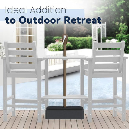 PLUUV Tall Adirondack Chairs Set of 2, All Weather HDPE Poly Bar Height Balcony Adirondack Chair with Removable Double Connecting Trays, Outdoor Adirondack Barstools for Deck, Patio, Yard, Pool, Lawn