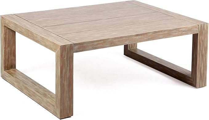 Armen Living LCPRCOLT Paradise Outdoor Light Eucalyptus Wood Coffee Table, Teak