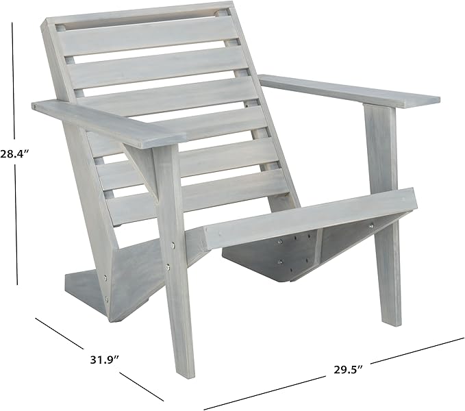 SAFAVIEH Outdoor Collection Lanty Ash Grey Acacia Solid Wood Adirondack Chair