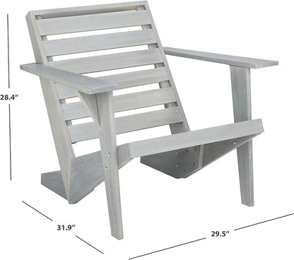 SAFAVIEH Outdoor Collection Lanty Ash Grey Acacia Solid Wood Adirondack Chair