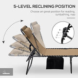 Outsunny 2 Piece Folding Chaise Lounge with 5-Level Reclining Back, Tanning Chair with Face Hole - Photo 6
