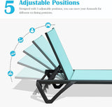 Domi Outdoor Lounge Chair, Aluminum Plastic Patio Chaise Lounge with Side Table & 5 Position Adjustable Backrest & - Photo 5
