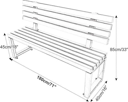 Outdoor Patio Benches, Garden Metal Bench with Backrest, for Front Porch, Yard, Patio, Entryway, Park, 500kg/1100lbs Load Bearing(Pink,180cm/71in)