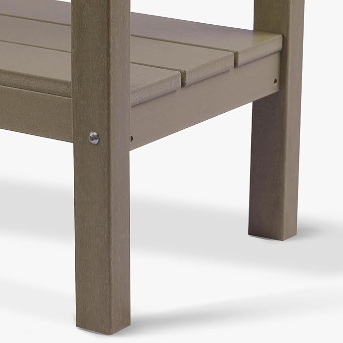 WestinTrends Malibu 55" Outdoor Patio HDPE Adirondack 2-Tier Shelf Console Table, Weathered Wood