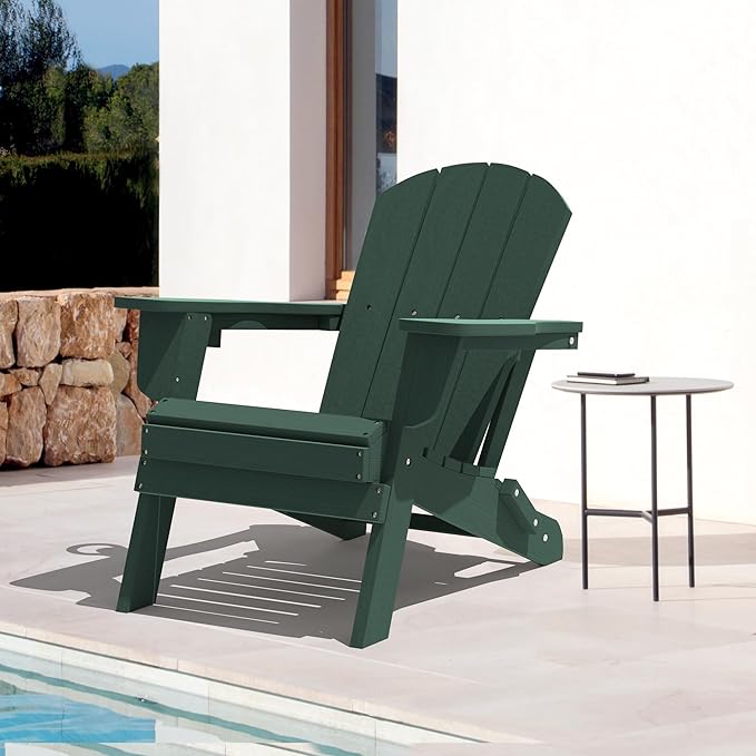LOUNZY Folding Adirondack Chair Set of 2, Green - Photo 2