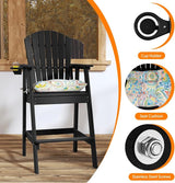 Sundale Outdoor Tall Adirondack Chairs, 30 Inch Seat Height Patio Adirondack Bar Stool, HDPE Pub Chair with Backrest - Photo 4