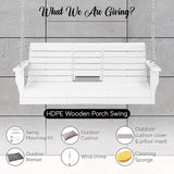 Premium Poly Lumber Porch Swing with Mounting Kit – All-Weather HDPE Hanging Bench with Cup Holders & Steel Chains for - Photo 5