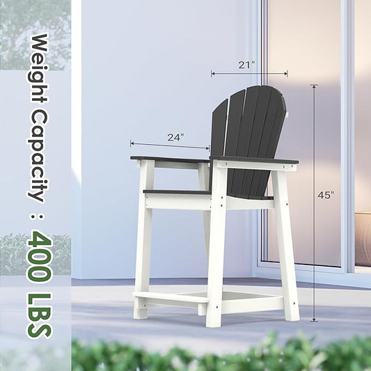 TYARDS Tall Adirondack Chair Set of 4, Recyclable HDPE Balcony Chair, Patio Chair with Widened Armrests and Footrest, Capacity 400LBS, Outdoor Chairs for Garden, Backyard