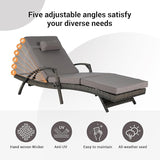 KEIKI Wicker Outdoor Chaise Lounge Chairs Set of 2 for Patio & Pool Side with 5-Level Adjustable Backrest and Cushions - Photo 4