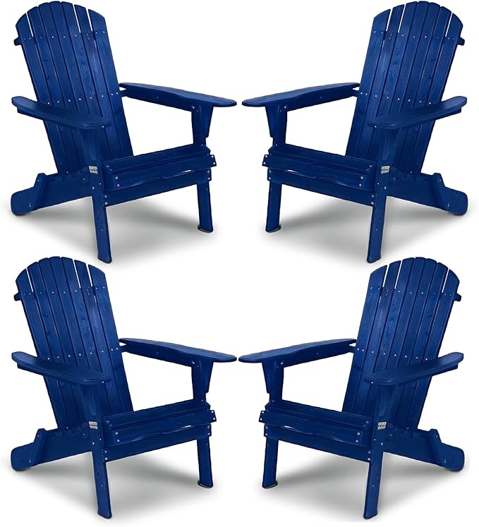 VINGLI Folding Adirondack Chairs Set of 4, Wood Adirondack Chair for Outdoor, Foldable Fire Pit Chairs for Patio, BBQ - Photo 1