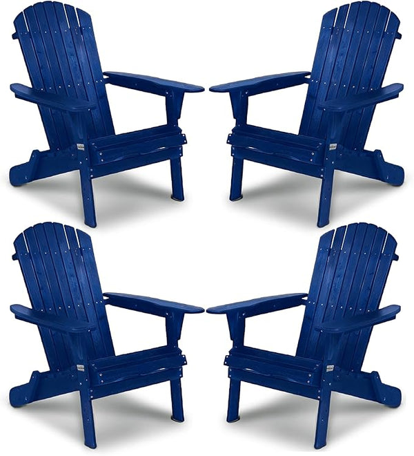 VINGLI Folding Adirondack Chairs Set of 4, Wood Adirondack Chair for Outdoor, Foldable Fire Pit Chairs for Patio, BBQ - Photo 1