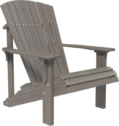 LuxCraft Plastic Poly Deluxe Adirondack Chair, Outdoor Patio Chair for Lawn and Garden - Amish Made in USA (Coastal Gray)