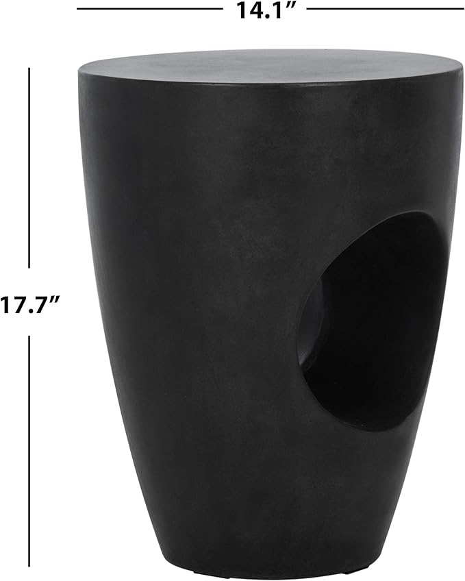 Safavieh Outdoor Aishi Black Modern Concrete Round Accent Table