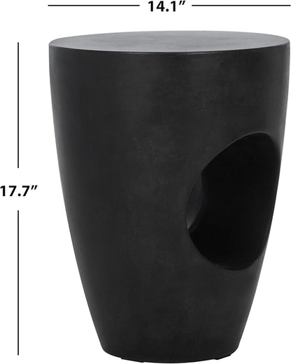 Safavieh Outdoor Aishi Black Modern Concrete Round Accent Table