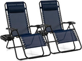 Giantex 2 PCS Zero Gravity Chair, Outdoor Chaise Lounge with Cup Holder - Photo 1