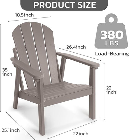 Adirondack Chair Set of 2, HDPE All Weather Adirondack Chairs, Fire Pit Chairs, Patio Chairs, Lawn Chairs. Perfect for Porch, Patio, Poolside, Deck.