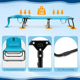 Giantex Folding Beach Tanning Chair - Adjustable Patio Lounge Chair w/Face Hole, Removable Pillows, Carry Strap - Photo 6