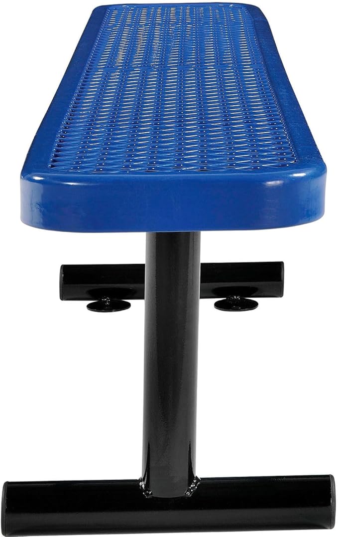 Global Industrial 6'L Heavy Duty Expanded Metal Mesh Flat Bench with Steel Frame, Portable Outdoor Bench, 1000 lbs Capacity, Blue, 72" L x 14-1/2"W x 18" H