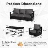 Outdoor Aluminum Furniture Set, 5-Piece Patio Conversation Set, 4 Swivel Chairs, 1 Sofa and 1 Table - Photo 2