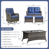 Patio Furniture Swivel Chairs Set - 6 Piece Wicker Rattan Outdoor Sectional Conversation Sets with 2 Swivel Rocking - Photo 2