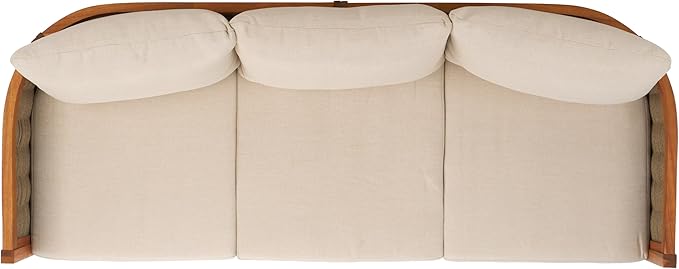 SAFAVIEH Outdoor Collection Amanda Natural Acacia Solid Wood/Taupe Cushion 3-Seater Sofa - Photo 6