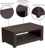 Flash Furniture Seneca Indoor/Outdoor Chocolate Brown Faux Rattan Coffee Table with Open Storage - Photo 4