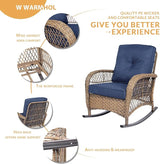 Outdoor Wicker Rocking Chair with Thickened Cushions, All-Weather Rattan Patio Rocking Chairs - Photo 5