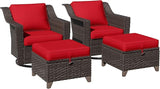 4 Pieces Patio Conversation Furniture Set - 2 Swivel Chairs, 2 Ottomans - Photo 7