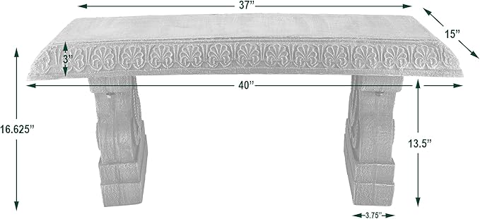 Arcadia Garden Products BE02 Fiberclay Garden, Outdoor Bench, Patio Seating for Front Porch Park Outside Furniture Decor - Photo 3