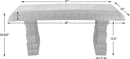Arcadia Garden Products BE02 Fiberclay Garden, Outdoor Bench, Patio Seating for Front Porch Park Outside Furniture Decor, Gray